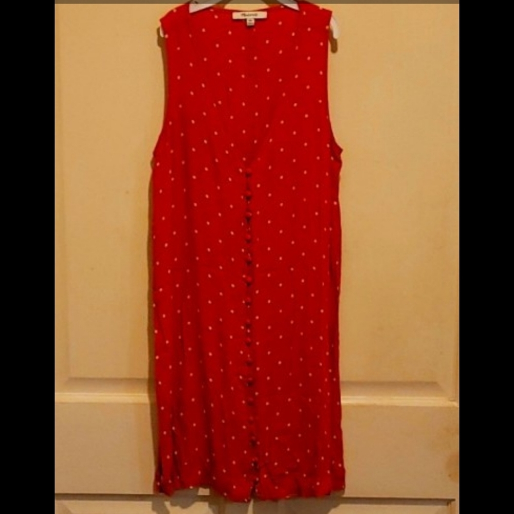 Orange and white polka dot dress